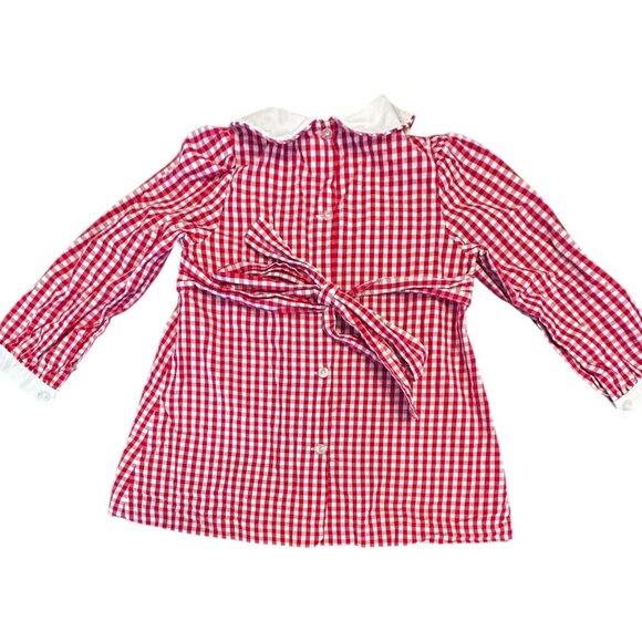 Little English Christmas Smocked Dress • Red Gingham • Girls 5 - Picture 3 of 6